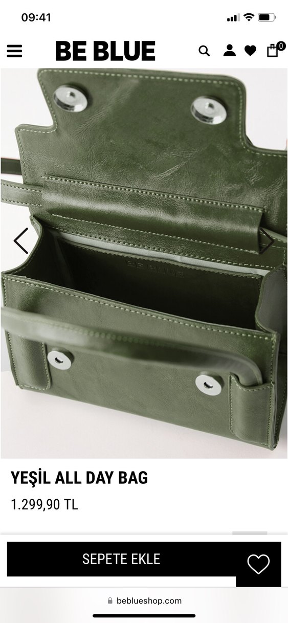 Yeşil All Day Bag Deri Çanta Beblue yeşil çanta - Görsel 4