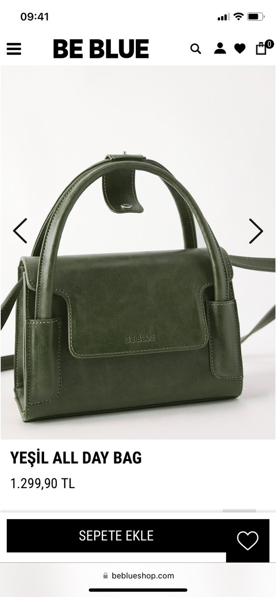 Yeşil All Day Bag Deri Çanta Beblue yeşil çanta - Görsel 3