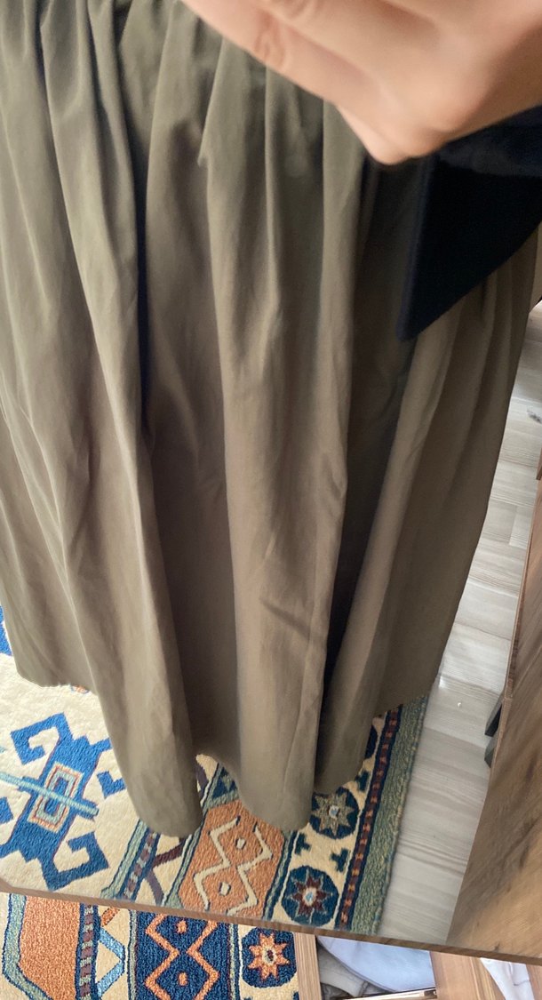 Zeytin yeşili Drapeli Uzun etek - Görsel 4