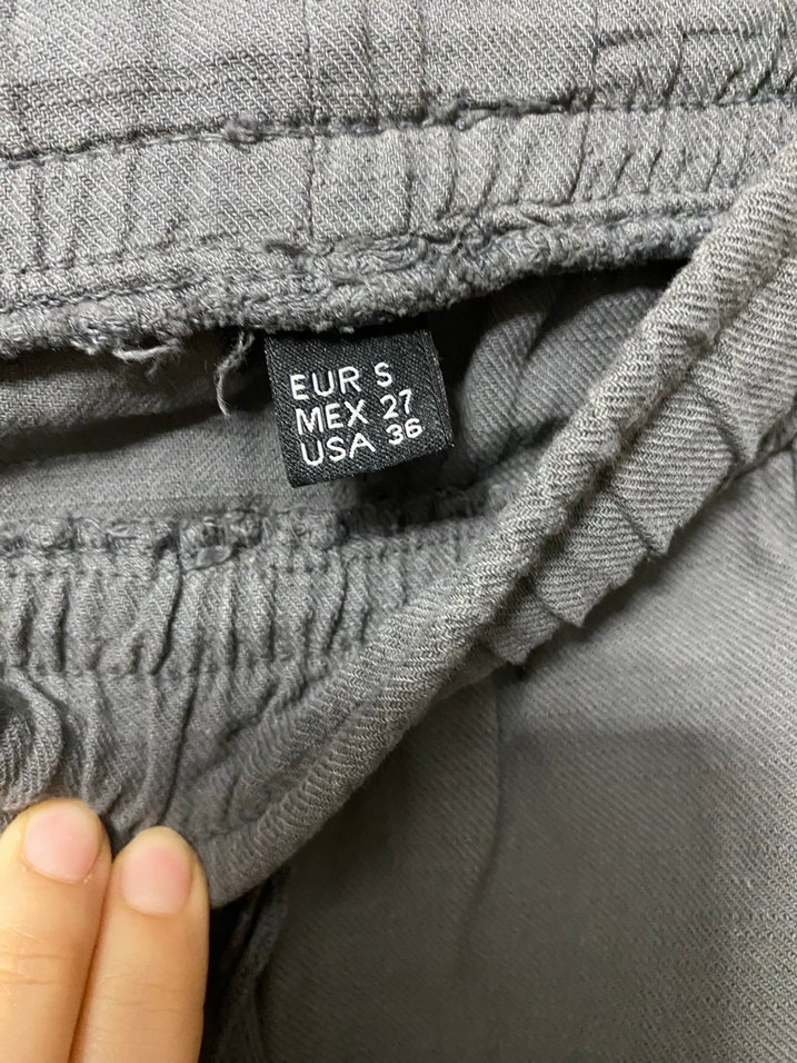 Gri Bol Kesim Keten Kadın Pantolon - Görsel 3