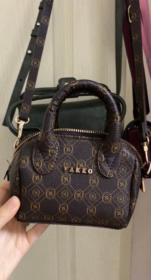 Kahverengi Desenli Kadın Deri Çanta Vakko - Görsel 2