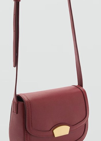 Bordo Deri Kadın Askılı Çanta MANGO - Görsel 2