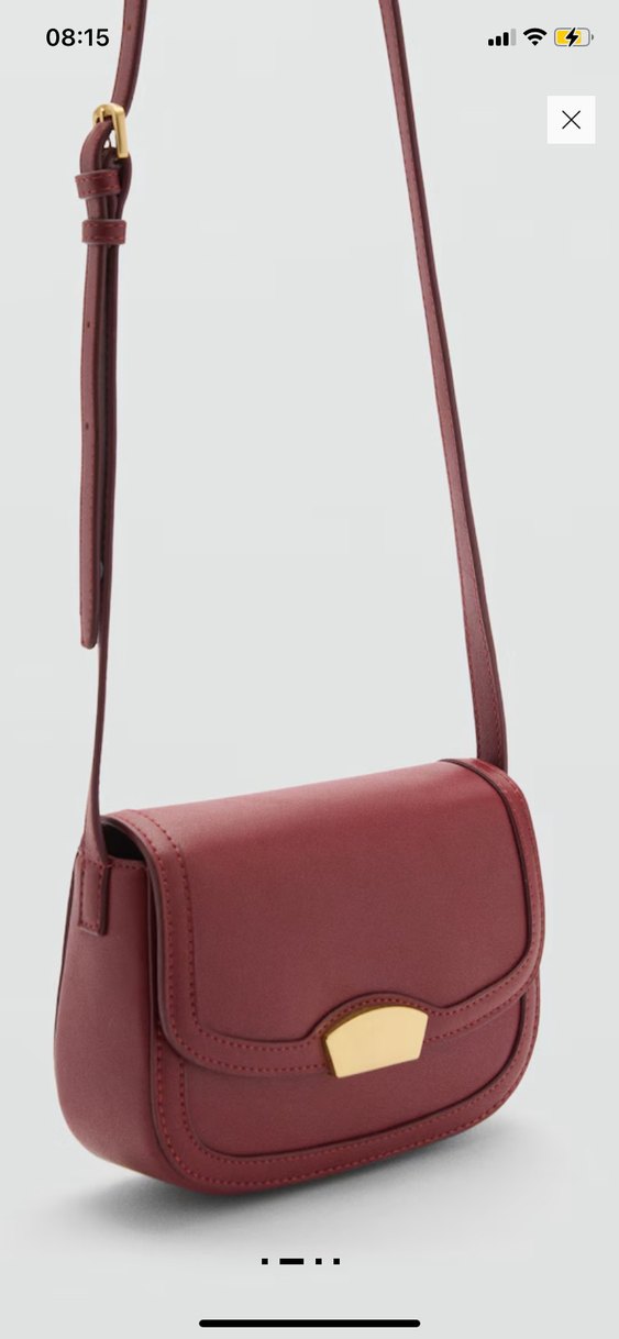 Bordo Deri Kadın Askılı Çanta MANGO - Görsel 2