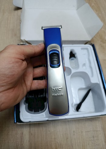 Braun Mavi HTC AT-129 Tamamen Yıkanabilir Saç Kesme Makinesi Arizali