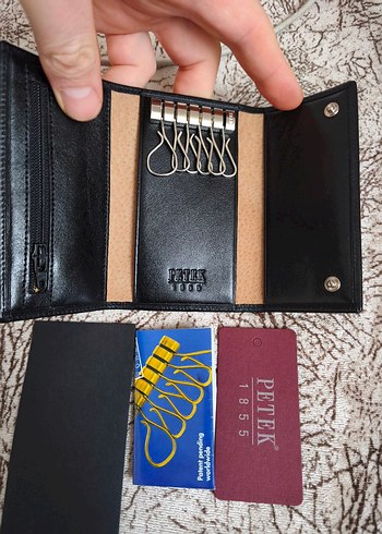 Sıfır Petek gerçek deri Anahtarlık İsviçre çeliğinden patentli - Görsel 6