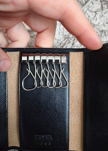 Sıfır Petek gerçek deri Anahtarlık İsviçre çeliğinden patentli - Görsel 7