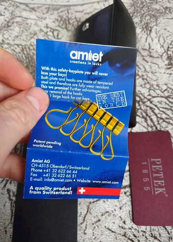 Sıfır Petek gerçek deri Anahtarlık İsviçre çeliğinden patentli - Görsel 8