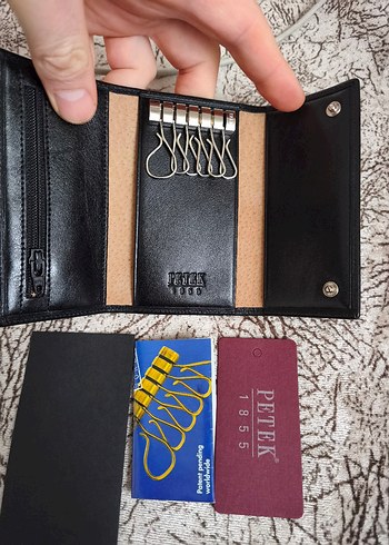 Sıfır Petek gerçek deri Anahtarlık İsviçre çeliğinden patentli - Görsel 5