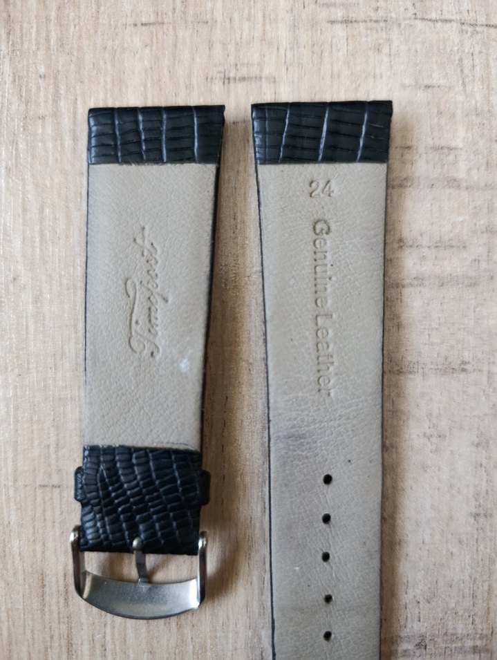 Siyah gerçek Deri Erkek Saat Kayışı 24 - Görsel 3