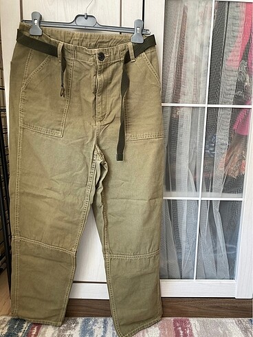 H&M Haki Straight Kargo Pantolon