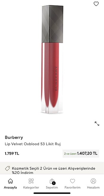  Beden bordo Renk Burberry likit ruj
