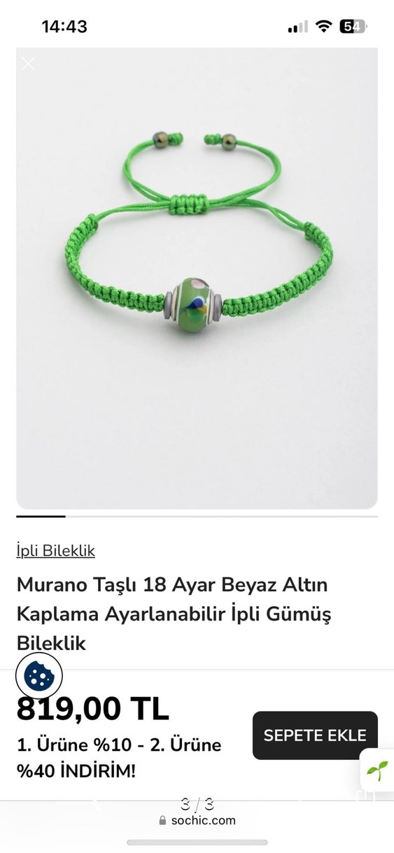 Yeşil Boncuklu Minimalist Bileklik So Chic marka - Görsel 2