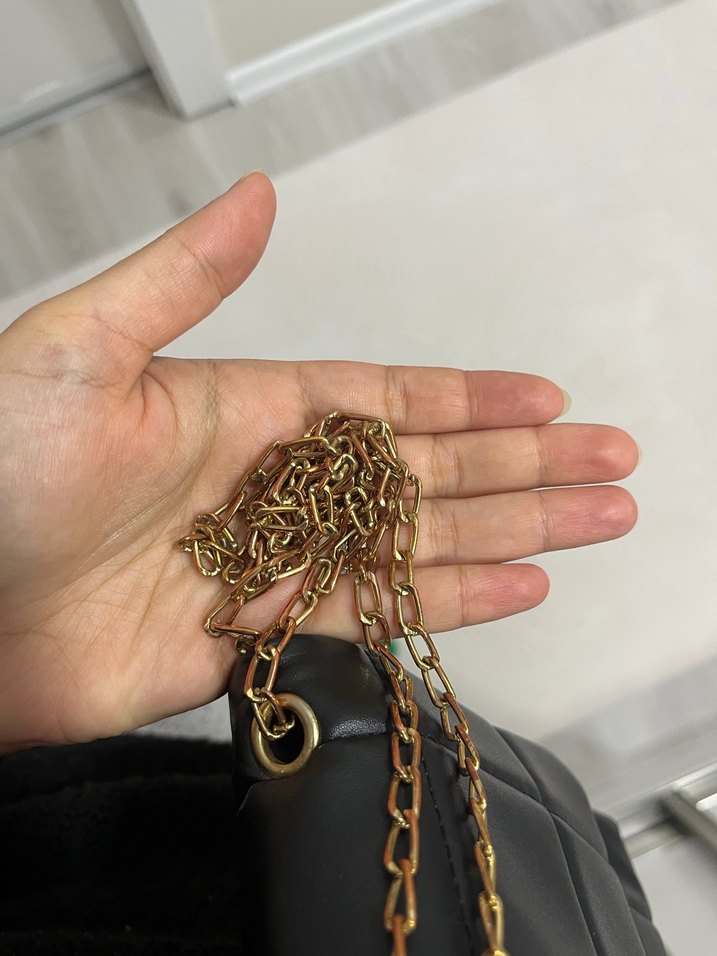 Zincir Detaylı Siyah Deri Kadın Çanta - Görsel 2