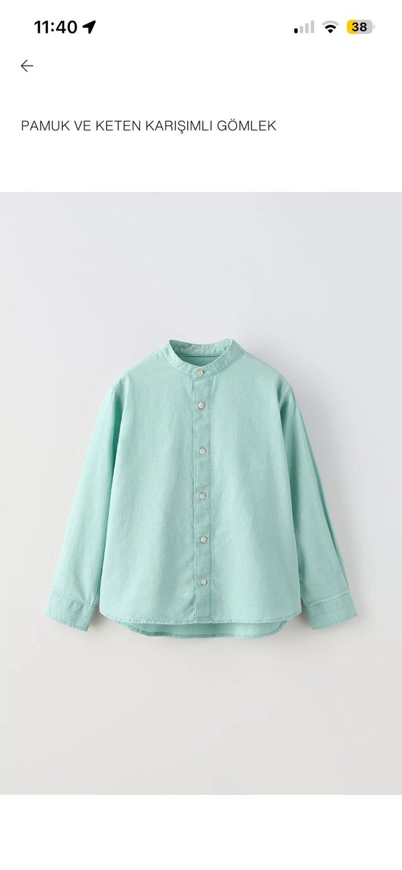 Yeşil Keten Gömlek Uzun Kollu - Görsel 3