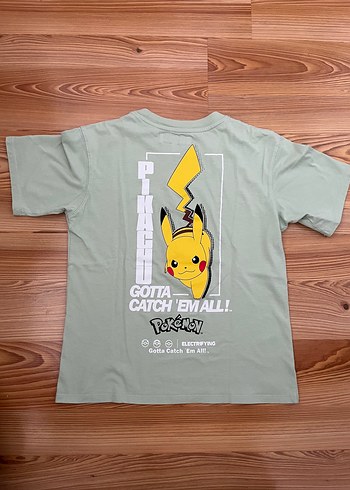 Yeşil Pamuklu Pikachu Baskılı Erkek Tişört - Görsel 2