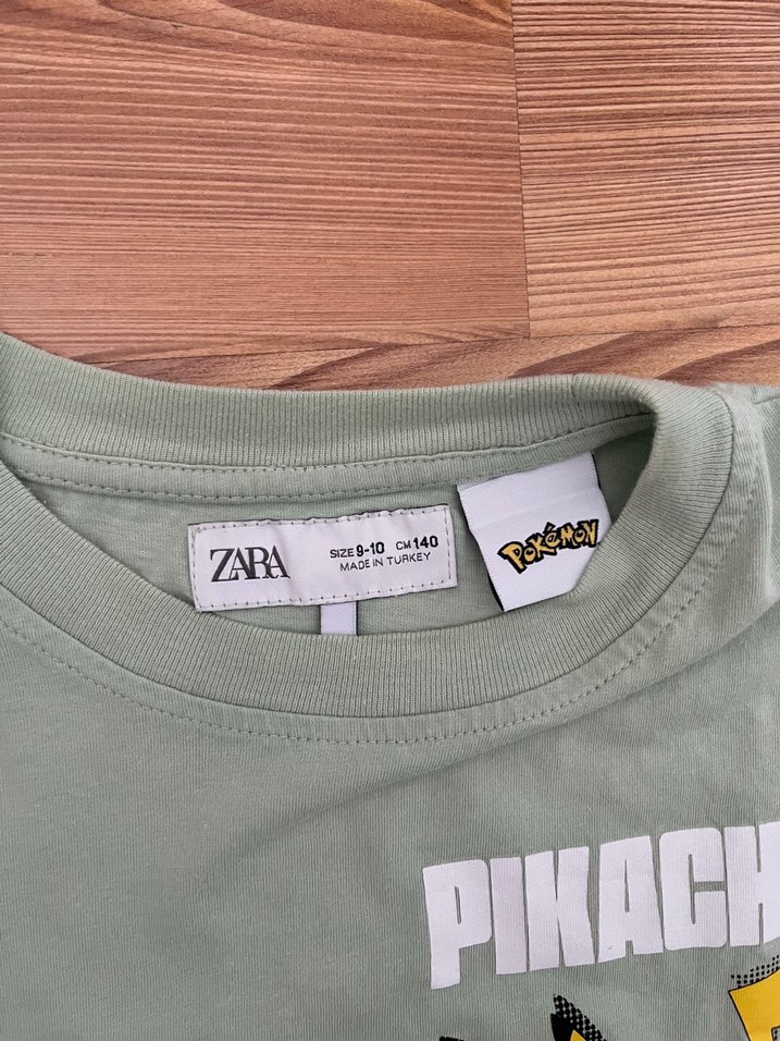 Yeşil Pamuklu Pikachu Baskılı Erkek Tişört - Görsel 3