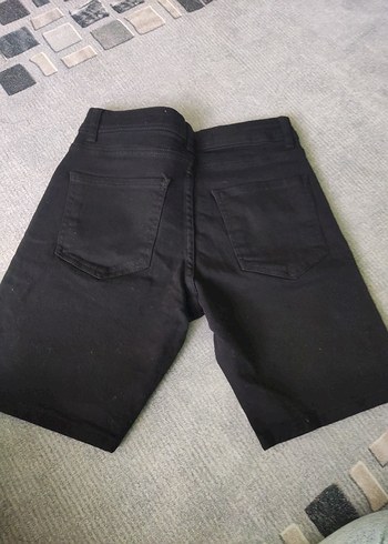 Erkek Siyah Midi Denim Bermuda Şort - Görsel 3