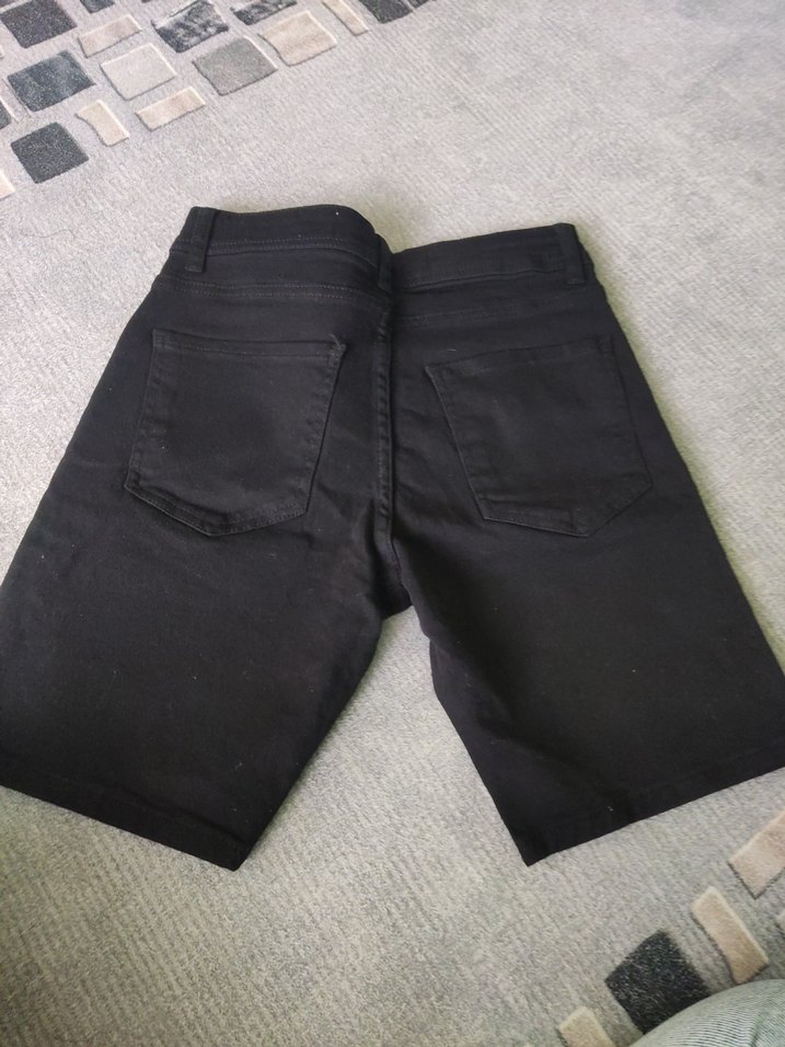 Erkek Siyah Midi Denim Bermuda Şort - Görsel 3