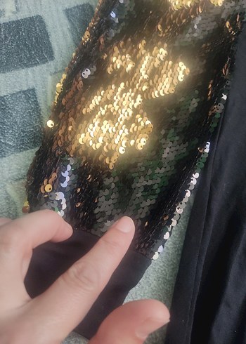 Kız Çocuk Siyah Payetli Uzun Kollu Tişört - Görsel 3