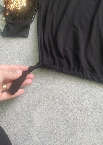 Kız Çocuk Siyah Payetli Uzun Kollu Tişört - Görsel 5