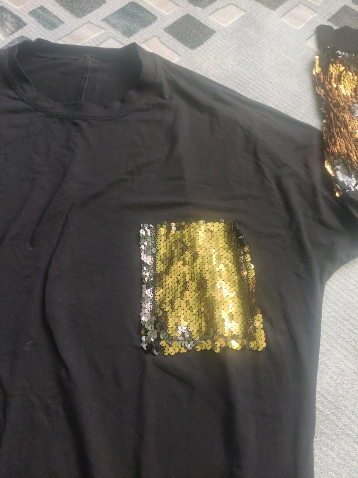 Kız Çocuk Siyah Payetli Uzun Kollu Tişört - Görsel 4