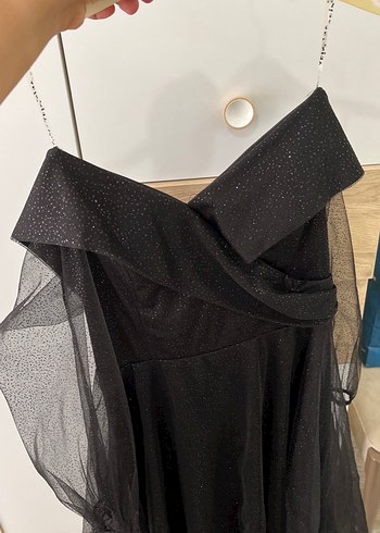 Diğer Uzun Siyah Drapeli Straplez Gotik Elbise