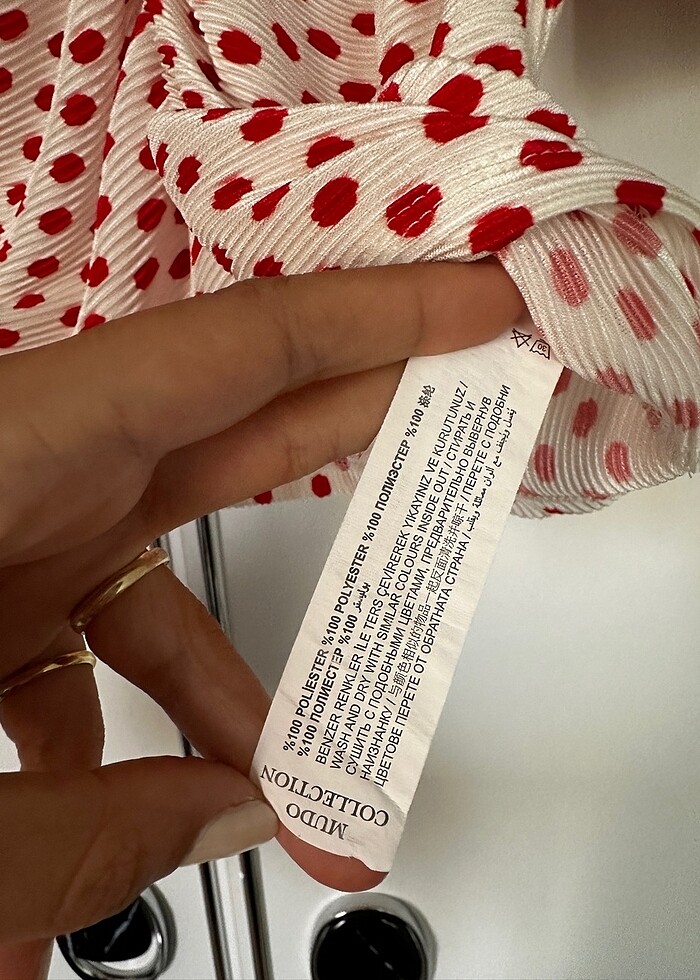 Mudo vatkalı görünümlü puantiyeli gömlek bluz - Görsel 2