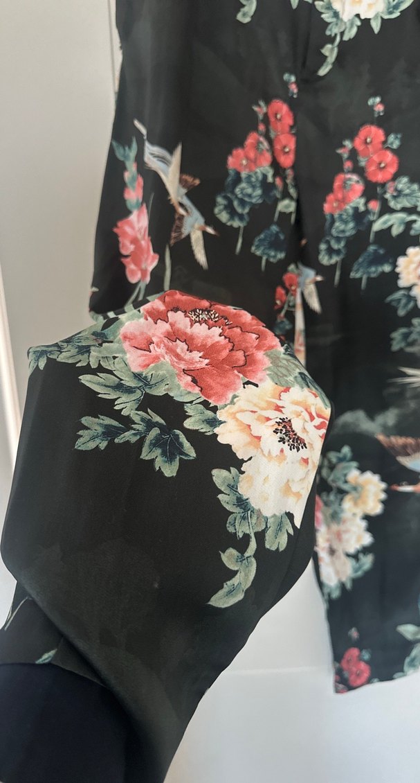 Zara Çiçek Desenli Salaş Midi Kadın Kumaş Pantolon S beden - Görsel 5