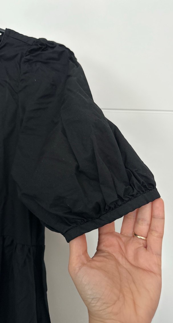 Zara poplin kumaş Siyah Uzun Siyah Günlük Kadın Elbise - Görsel 4