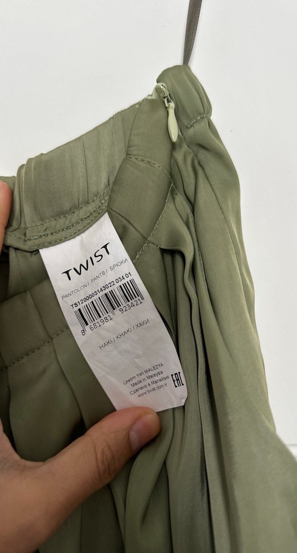 Twist bol paça haki pantolon - Görsel 2