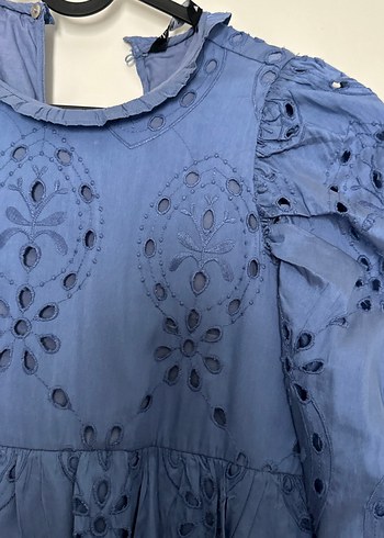 Zara Nakışlı Fırfırlı Bohem pamuklu Elbise - Görsel 3