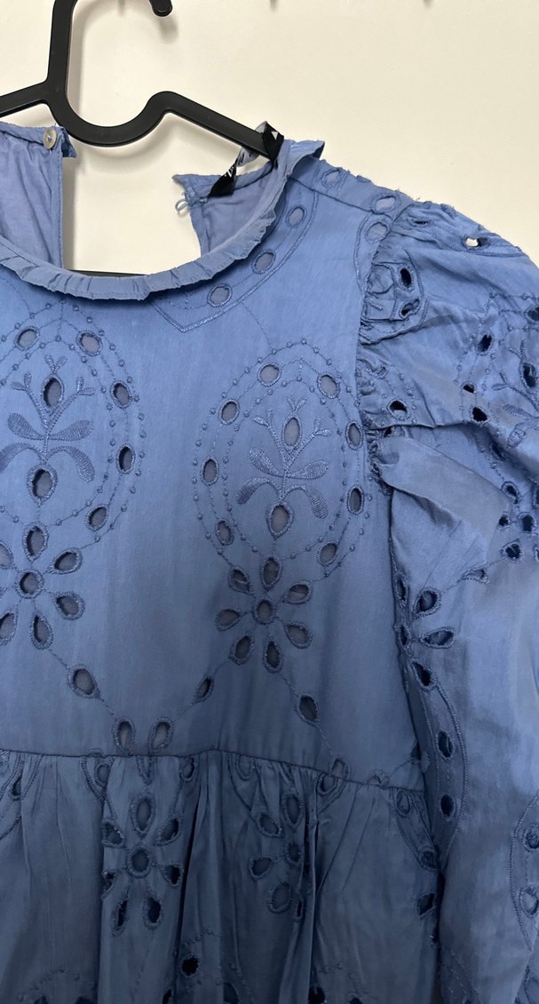 Zara Nakışlı Fırfırlı Bohem pamuklu Elbise - Görsel 3