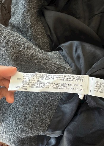 %100 yün Uzun Antrasit Gri Kaban - Görsel 4