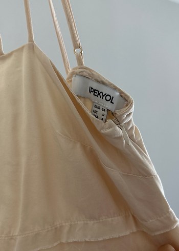 İpekyol Bej Askılı Uzun Keten Elbise - Görsel 5