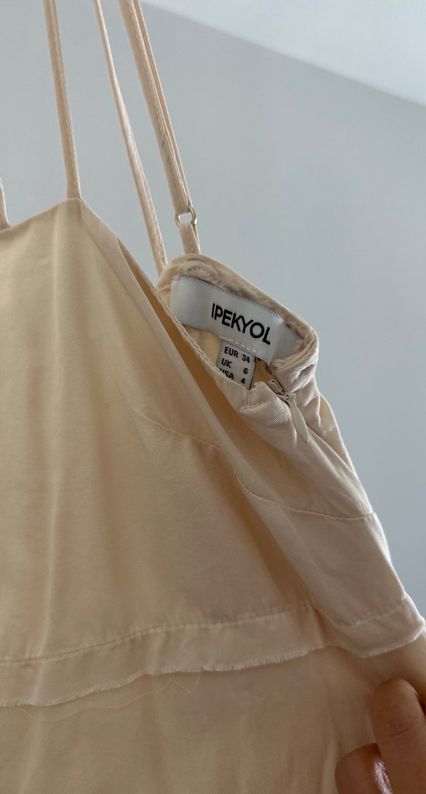 İpekyol Bej Askılı Uzun Keten Elbise - Görsel 5