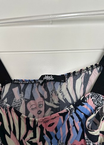 Askılı, Baskılı, Mini Kadın Bluz - Görsel 2