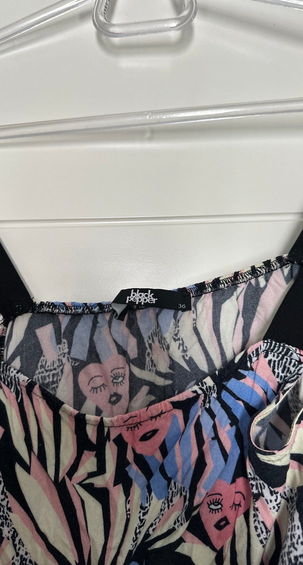 Askılı, Baskılı, Mini Kadın Bluz - Görsel 2