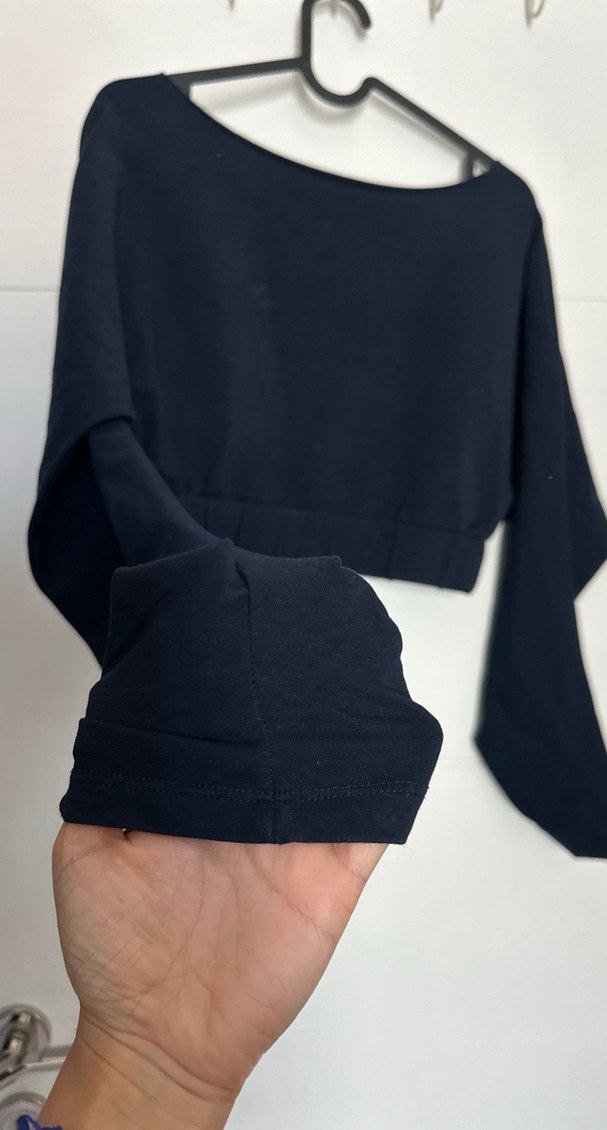 Polo Garage Lacivert Uzun Kollu Crop Top - Görsel 5