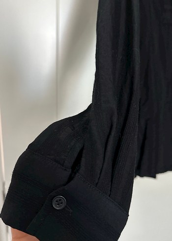 İpekyol Siyah pamuklu Uzun Kollu Düğmeli Kadın Gömlek - Görsel 5