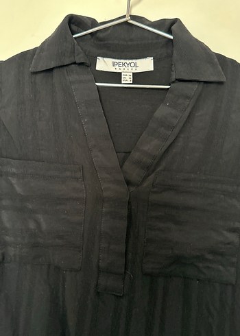 İpekyol Siyah pamuklu Uzun Kollu Düğmeli Kadın Gömlek - Görsel 2