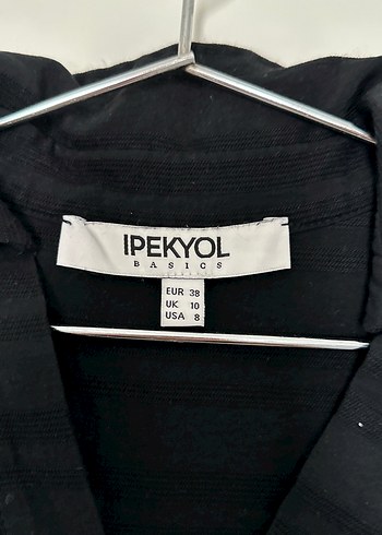 İpekyol Siyah pamuklu Uzun Kollu Düğmeli Kadın Gömlek - Görsel 3