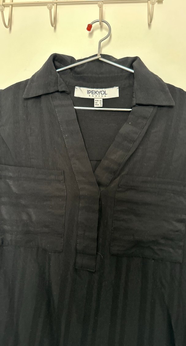 İpekyol Siyah pamuklu Uzun Kollu Düğmeli Kadın Gömlek - Görsel 2