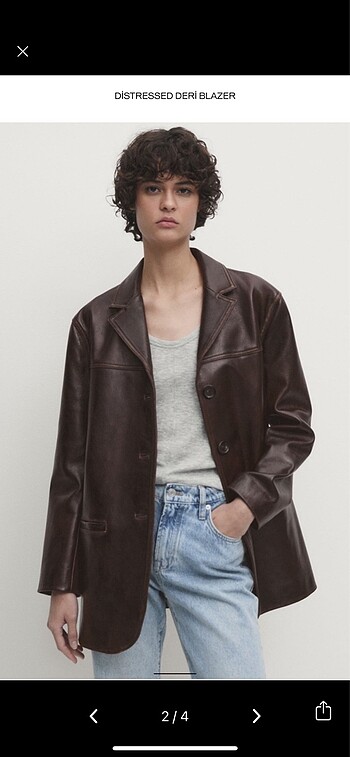 Massimo Dutti Massimo dutti deri blazer ceket