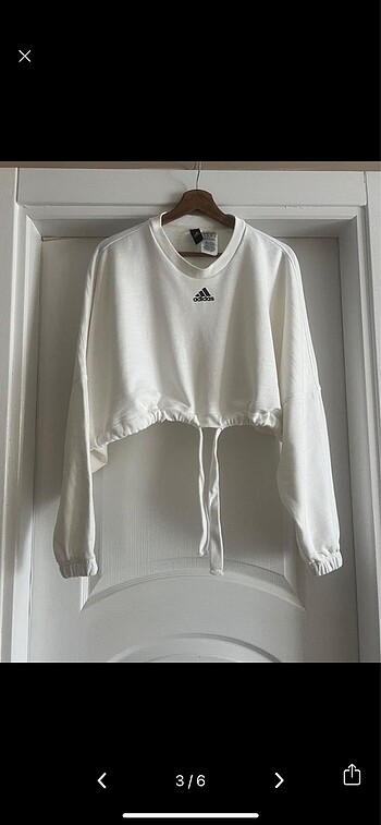 l Beden Adidas beyaz crop sweatshirt hoodie