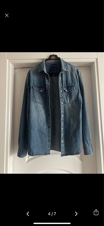 m Beden mavi Renk Zara men kot gömlek jean