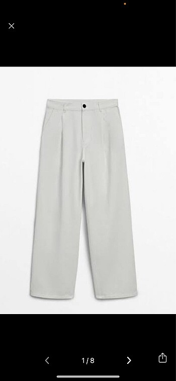 Massimo dutti beyaz geniş rahat kesim pamuklu pantolon