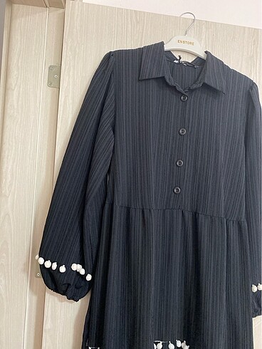44 Beden beyaz Renk 0 cotton ponponlu elbise