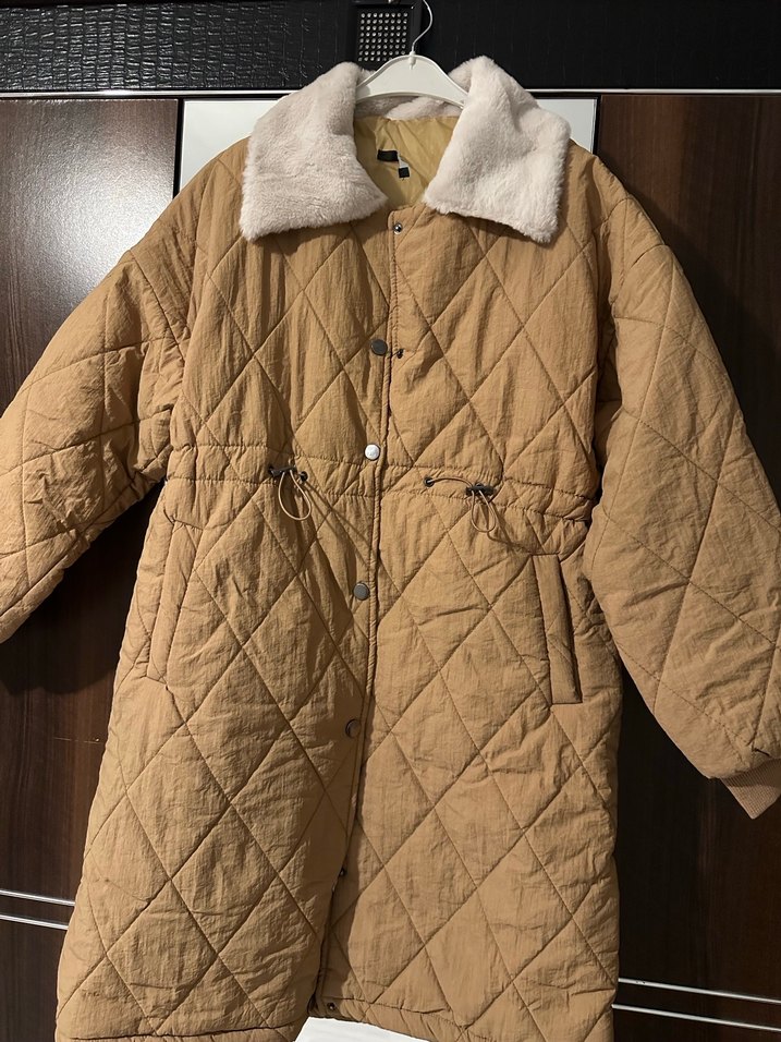 Kahverengi Kadın Kışlık Midi Mont - Görsel 4