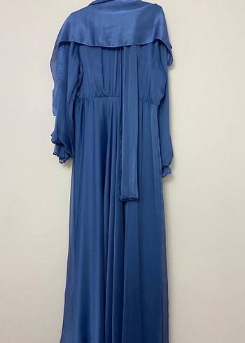 Mavi Parlak Uzun Bohem Kadın Elbise - Görsel 3