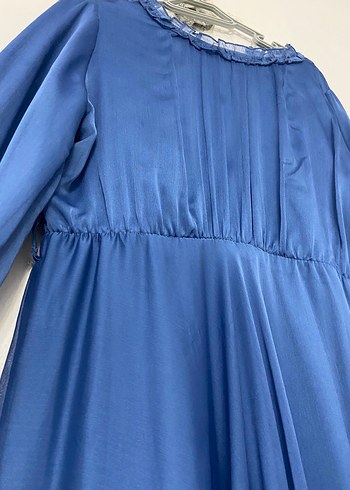 Mavi Parlak Uzun Bohem Kadın Elbise - Görsel 2